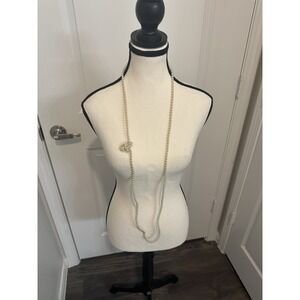 Vintage Faux Pearl Opera Necklace Long Strand Classic Bridal Jewelry